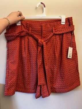 A. New Day Eyelet Paperbag Waist Shorts - Coral Size 16